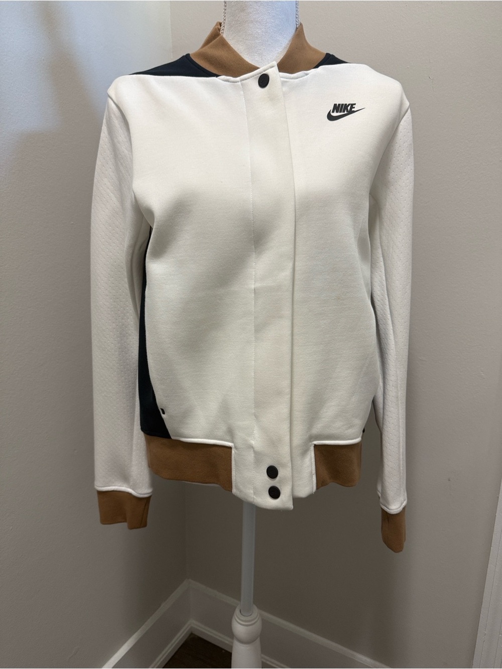 Nike White, Black & Brown Bomber Jacket